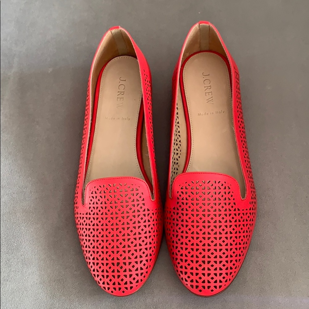 NIB J.Crew Cleo Perforated Loafers Belvedere Red